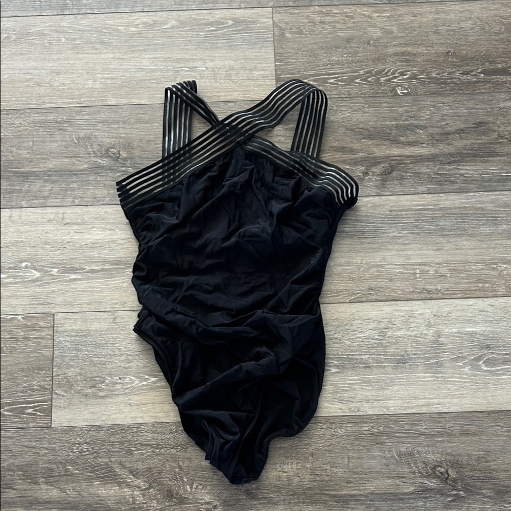 Aqua Green Black One-Piece Swimsuit
